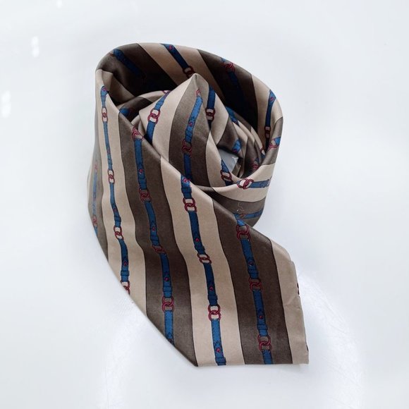 ⚡️SOLD⚡️ vintage givenchy brown silk horsebit tie - Picture 2 of 4